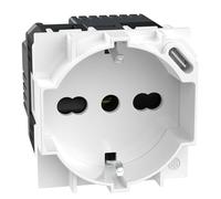 BTICINO Living Now, prise Schuko italienne P40 + chargeur USB type C, prise électrique avec alvéoles protégées, compatible avec prises italiennes/Schuko, 2 modules, KW4140A16USB