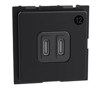 Bticino Living Now Prises USB-C 2x30W 2 modules noir - K4293CC