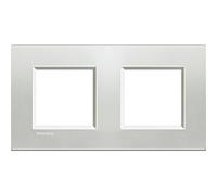 BTicino LNA4802M2AG Plaque Livinglight Naturalia, 2+2 Modules, Horizontal ou Vertical, Argenté