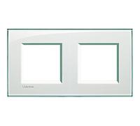 BTicino LNA4802M2KA Plaque Livinglight Kristall, 2+2 Modules, Horizontal ou Vertical, Aigue-Marine