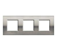 BTicino LNA4802M3ACS Plaque Livinglight Naturalia, 2+2+2 Modules, Horizontal ou Vertical, Acier Brossé