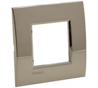 BTicino LNE4802PL Plaque Livinglight Air Brillant, 2 Modules, Or Palladium