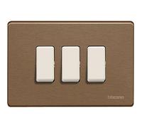 BTicino - Magic - Plaque pour Triple Interrupteur, Or, 503/3/BR