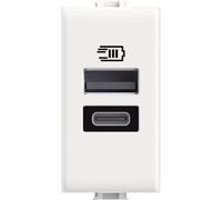 Bticino AM4191AC Chargeur USB avec Deux entrées de Type A et C, à Installer dans la Plaque Matix, pour recharger Un Appareil électronique jusqu'à 15 W ou Deux appareils simultanés, 1 Place, Blanc