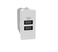 BTICINO MatixGO Prise de courant avec port USB 1 module Blanc JW4191CC Chargeur USB avec deux ports type C, 15 W