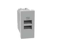 BTICINO MatixGO Prise de courant avec port USB 1 module Gris JG4191AA Chargeur USB avec deux ports type A, 15 W