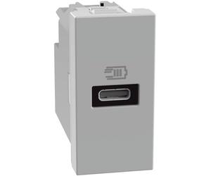 BTICINO MatixGO Prise de courant avec port USB 1 module Gris JG4192C Chargeur USB avec un port de type C, 20 W