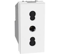 BTICINO MatixGO Prise de courant double pas standard italienne 1 module Blanc SJW4180F Prise 2P+T 16 A 250Vac, entraxe 19 mm et 26 mm