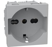 BTICINO MatixGO Prise de courant universelle 2 modules gris SJG4140A16F Prise 2 P+T 16 A 250Vac, entraxe 19 mm et 26 mm