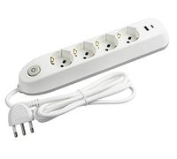 Bticino Multiprise électrique Poker 6 places – 2 USB, 4 prises Schuko 10/16A, interrupteur