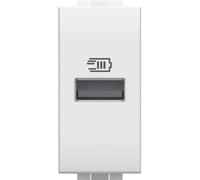 Bticino N4191A Chargeur USB avec Une entrée Type A, à Installer dans la Plaque Livinglight pour recharger des appareils électroniques jusqu'à 15 W, 1 Module, Blanc
