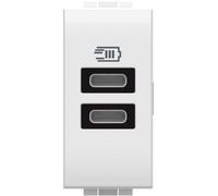 Bticino N4191CC Chargeur USB avec Deux entrées de Type C, à Installer dans la Plaque Livinglight, pour recharger Un Appareil électronique jusqu'à 15 W ou Deux appareils simultanés, 1 Place, Blanc