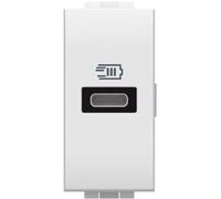 Bticino N4192C Chargeur USB avec Une entrée de Type C, à Installer dans la Plaque Livinglight, pour la Charge Rapide d'appareils électroniques jusqu'à 20 W, 1 Module, Blanc