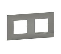 BTicino - Plaque Altège Collection Classico 2 postes finition Nuage - effet aluminium avec liseré effet aluminium