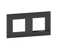 BTicino - Plaque Altège Collection Classico 2 postes finition Nuit - noir satiné avec liseré noir brillant