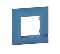 BTicino - Plaque Altège Collection Déco 1 poste finition Lagon - bleu avec liseré bleu métallisé