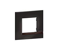 BTicino - Plaque Altège Collection Déco 1 poste finition Onyx - noir brillant avec liseré bois foncé