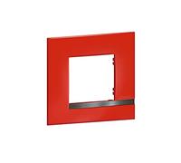 BTicino - Plaque Altège Collection Déco 1 poste finition Rubis - rouge brillant avec liseré effet aluminium