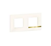 BTicino - Plaque Altège Collection Déco 2 postes finition Opale - blanc brillant avec liseré imitation or