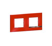 BTicino - Plaque Altège Collection Déco 2 postes finition Rubis - rouge brillant avec liseré effet aluminium