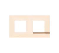 BTicino - Plaque Altège Collection Déco 2 postes finition Sable - sable satiné avec liseré effet bois