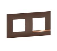 BTicino - Plaque Altège Collection Déco 2 postes finition Terre de sienne - marron avec liseré effet cuivre
