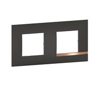 BTicino - Plaque Altège Collection Mezzo 2 postes finition Note cuivrée - noir satiné avec liseré effet cuivre