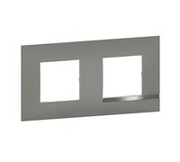 BTicino - Plaque Altège Collection Mezzo 2 postes finition Note irisée - effet aluminium avec liseré aluminium brillant