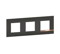 BTicino - Plaque Altège Collection Mezzo 3 postes finition Note cuivrée - noir satiné avec liseré effet cuivre