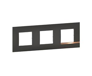 BTicino - Plaque Altège Collection Mezzo 3 postes finition Note cuivrée - noir satiné avec liseré effet cuivre