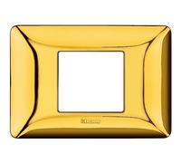 Bticino Plaque Matix 2 modules centrés, or brillant