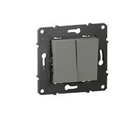 BTicino - Poussoir 6A + Interrupteur ou va-et-vient Altège 10A avec connexion à bornes automatiques - finition Nuage