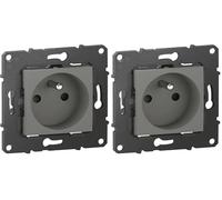 BTicino - Prise de courant Altège 16A avec connexion à bornes automatiques - finition Nuage (Lot de 2)