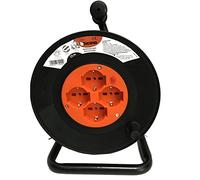 BTicino S2515N Kit Enrouleur de câble 3 x 1,5, 15 m, 4 Prises Pluristandard, Noir/Orange, Noir, S2525N