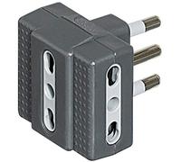 BTicino S3604G Kit Adaptateur Tris, 3 Prises bipasso, 10/16 A et fiche 16 A, Blister 90 x 122 mm, Anthracite
