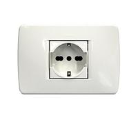 BTicino S4140CAB Luna Premont Kit Prise Standard Allemand/Bypass Blanc