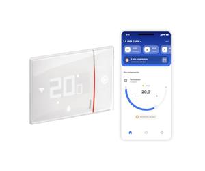 Bticino SXW8002 Thermostat WIFI numérique Smarther2 avec Netatmo, thermostat de chaudière à encastrer, programmable, commande également par application, Alexa et Google, affichage de l'humidité, blanc