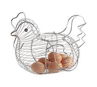 Bticx Panier à œufs de poule en fil métallique, panier à œufs en forme de poulet, panier de rangement de fruits, panier de rangement de cuisine pour la maison Kicthen