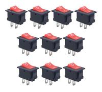 Btkigl 10 pièces Interrupteur à bouton-poussoir SPST 2 broches KCD11 Interrupteur à bascule marche/arrêt encliquetable Interrupteur d'alimentation 3A 250V 10x 15mm (Rouge)