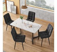 BTM Chaise de Salle à Manger (4 pièces), Anthracite, Set de 4 chaises rembourrées Design avec Dossier, Assise en Velours et Structure en métal