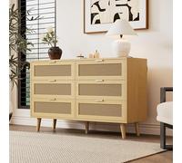 BTM Commode à 6 tiroirs, Buffet à tiroirs en Bois, Commode avec poignées en métal, pour Chambres, Salons, Bureaux, Buffet Haut avec Beaucoup d'espace de Rangement, L120/H76,5/P40 cm