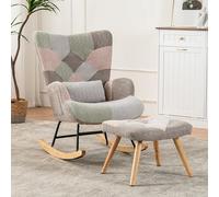 BTM Fauteuil a Bascule avec Repose Pied, Rocking Chair with Foot Rest Réglable