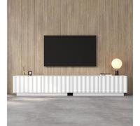 BTM Meuble TV Lowboard Moderne avec façade ondulée, système Push-to-Open, Grand Rangement, Meuble Minimaliste pour Salon