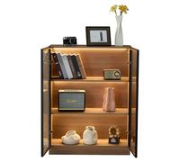 BTM Vitrine en Verre avec éclairage, en Verre Noir, vitrine Noire, de Collection, multifonctionnelle sur Pied avec étagères à 3 Niveaux, Meuble de Salon P32/H106/L80 cm
