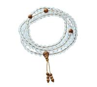 BTMDECOR 108 perles de prière en quartz blanc naturel pour espaceurs en bois de santal de vieille montagne, 6 mm