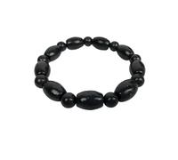 BTMDECOR Bracelet élastique en shungite avec perles ovales - Bracelet authentique en pierre de shungite naturelle pour la mise à la terre, la protection et l'équilibre énergétique - Perles de 8 mm et