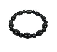 BTMDECOR Bracelet élastique en shungite avec perles ovales - Bracelet authentique en pierre de shungite naturelle pour la mise à la terre, la protection et l'équilibre énergétique - Perles de 8 mm et