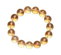 BTMDECOR Bracelet en cristal de quartz jaune naturel - Perles polies pour l'équilibre énergétique, plusieurs tailles, bijoux en pierres précieuses translucides, One Size, Agate