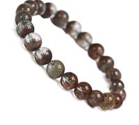 BTMDECOR Bracelet en cristal naturel fantôme pour attirer la richesse, perles fantômes rouges et vertes, bijoux d'énergie de méditation, 15MM, Agate