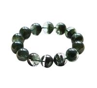 BTMDECOR Bracelet Quartz Fantôme Brésilien Naturel Vert Homme Femme Cadeau Chance et Prospérité